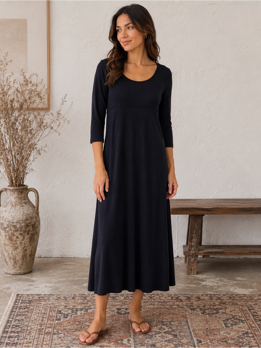 VTG Chetta B by Peter Noviello&Sherrie Bloom Black Midi Empire Waist Dress 6 Y2K